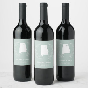 Alabama state map wedding wine label