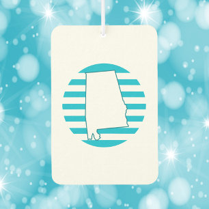 Alabama State Outline Blue Retro Circle Car Air Freshener