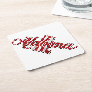 Alabama State Outline Square Paper Coaster
