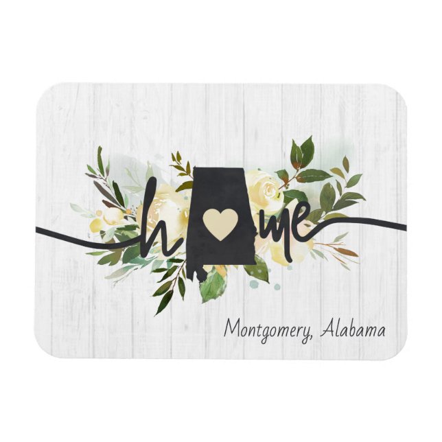 Alabama State Personalised Your Home City Rustic Magnet (Horizontal)