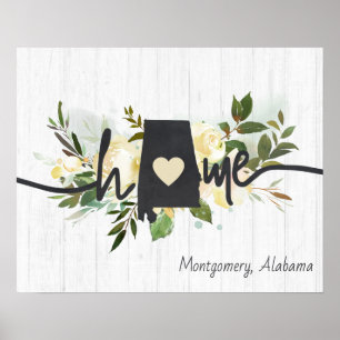 Alabama State Personalised Your Home City Rustic Poster