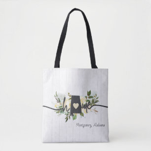 Alabama State Personalised Your Home City Rustic Tote Bag