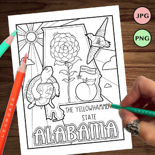 alabama state shape and facts colouring page