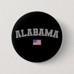 Alabama State USA Flag Vintage Distressed 6 Cm Round Badge