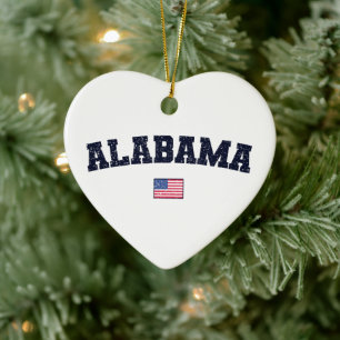 Alabama State USA Flag Vintage Distressed Ceramic Ornament