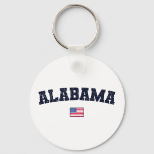 Alabama State USA Flag Vintage Distressed Key Ring