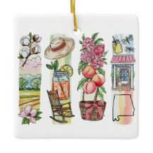 Alabama State Watercolor Christmas Ornament – Sout