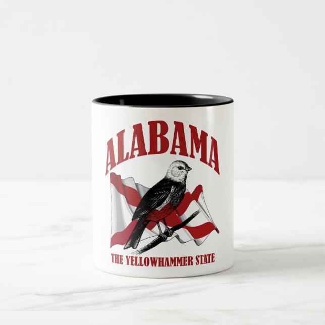 Alabama,The Yellowhammer State Two-Tone Coffee Mug (Center)