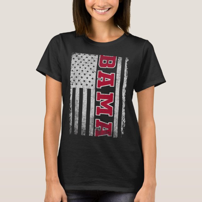 Alabama Throwback Patriotic Flag Design For Men Wo T-Shirt (Front)
