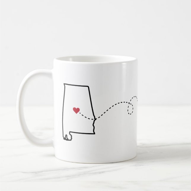Alabama to Michigan - Heart2Heart Coffee Mug (Left)