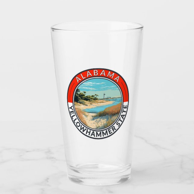 Alabama Travel Art Badge Glass (Front)