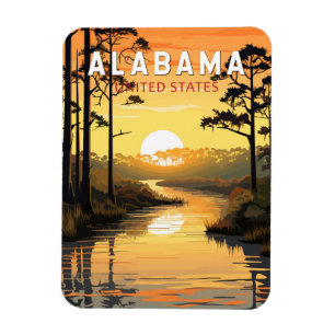 Alabama Travel Art Vintage Magnet