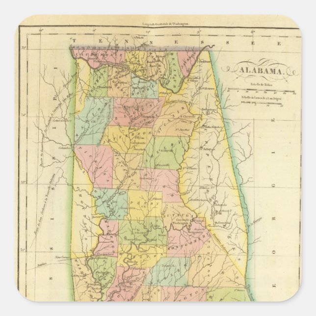 Alabama US Square Sticker (Front)