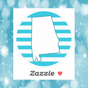 Alabama US State Outline Retro Circle Blue