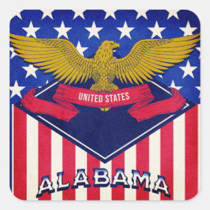 Alabama USA Flag   Square Sticker
