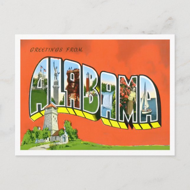 Alabama Vintage Big Letters Postcard (Front)