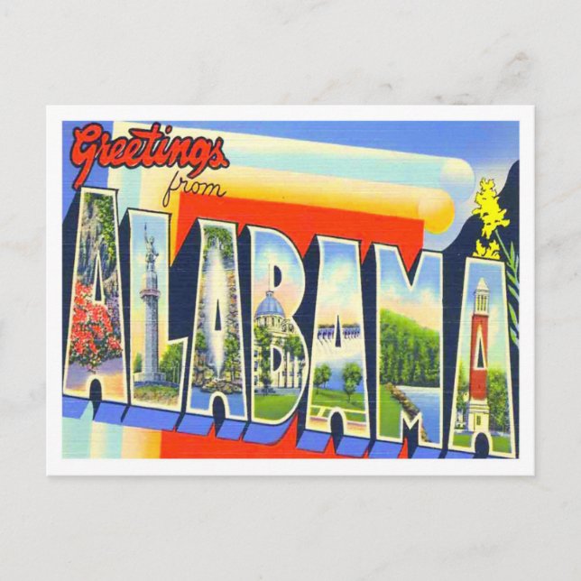 Alabama Vintage Big Letters Postcard (Front)