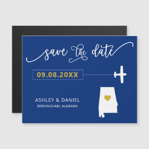 Alabama Wedding Save the Date Card, Map Magnetic Invitation