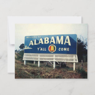 Alabama, Welcome, Y'all Come Road Sign 1960s Postcard