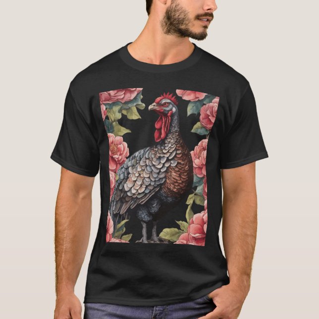 Alabama Wild Turkey With Camellia Flowers Oversize T-Shirt (Front)