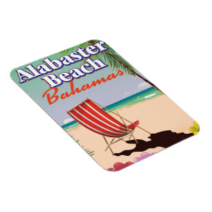 Alabaster Beach Bahamas travel poster Magnet