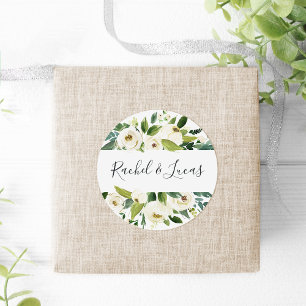 Alabaster   Botanical Floral Wedding Classic Round Sticker