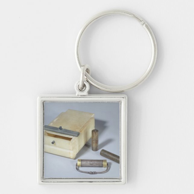 Alabaster box and bronze and silver seal cylinders key ring (Front)