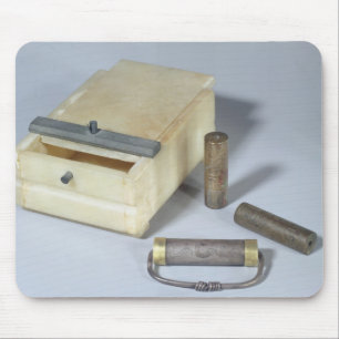 Alabaster box and bronze and silver seal cylinders mouse pad