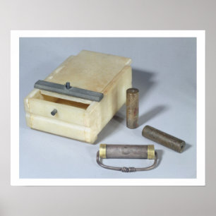 Alabaster box and bronze and silver seal cylinders poster