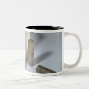 Alabaster box and bronze and silver seal cylinders Two-Tone coffee mug