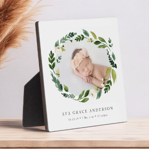 Alabaster Floral Baby Photo Plaque