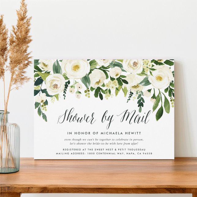 Alabaster Floral Bridal or Baby Shower By Mail Invitation (Creator Uploaded)