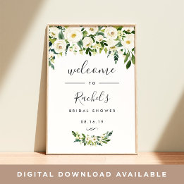 Alabaster Floral Bridal Shower Welcome Poster