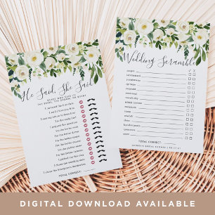 Alabaster Floral Double Bridal Shower Game Card