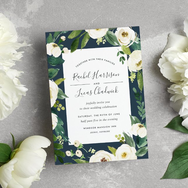 Alabaster Floral Frame Wedding Invitation (Creator Uploaded)