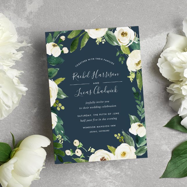 Alabaster Floral Frame Wedding Invitation (Creator Uploaded)