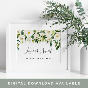 Alabaster Floral Wedding Dessert Bar Sign