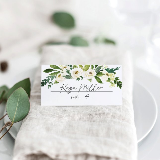 Alabaster Floral Wedding Place Card (Creator Uploaded)