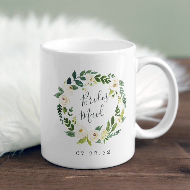 Alabaster Floral Wreath Bridesmaid Coffee Mug (Creator Uploaded)