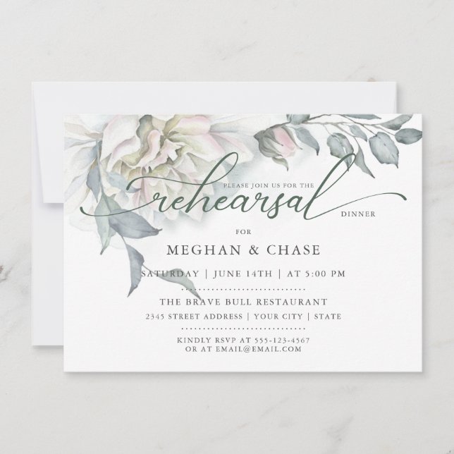 Alabaster Garden Floral Watercolor Invitation (Front)