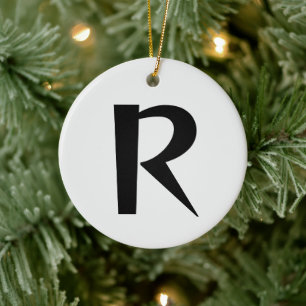 Alabaster Initial Letter Stylish Trendy Monogram Ceramic Ornament