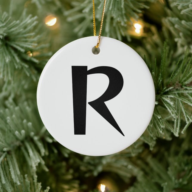 Alabaster Initial Letter Stylish Trendy Monogram  Ceramic Ornament (Tree)