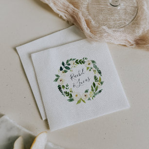Alabaster Wreath Botanical Personalised Wedding Napkin