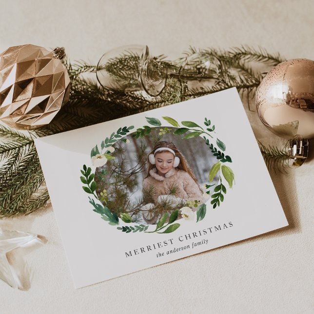 Alabaster Wreath Holiday Photo Card (Creator Uploaded)