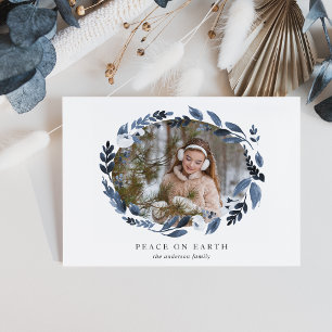 Alabaster Wreath   Peace on Earth Photo Holiday Card