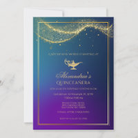 Aladdin Quinceanera Birthday Invitation Magic Lamp