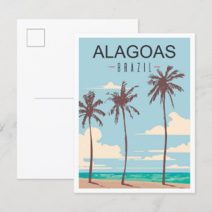 Alagoas Brazil Art Vintage Travel Illustration Postcard