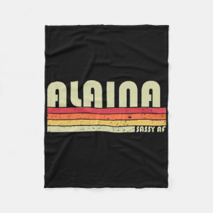 Alaina Gift Name Personalised Retro Vintage 80s 90 Fleece Blanket