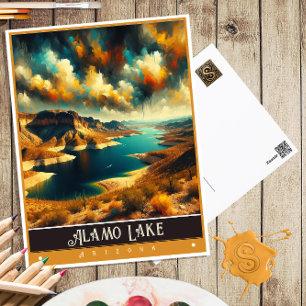 Alamo Lake, Arizona Vintage Painting Postcard