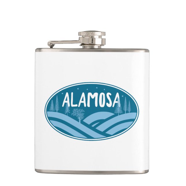 Alamosa Colorado Outdoors Hip Flask (Front)